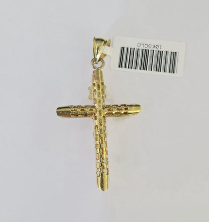Real 10k 3mm Rope Chain INRI Cross Pendant 18" 20" 22" 24" 26" Gold Set - Reva Jeweler