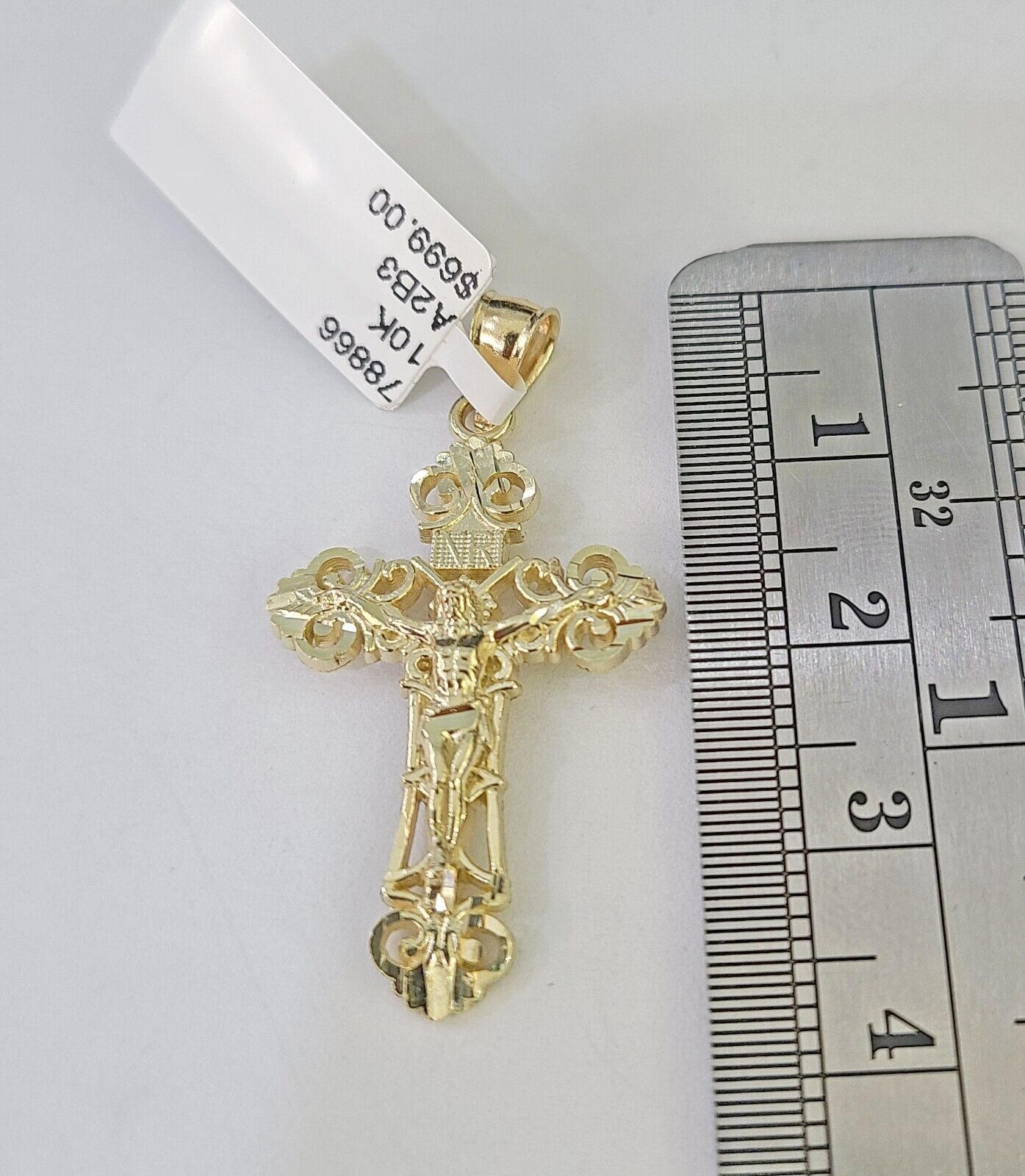 Real 10k 3mm Rope Chain Jesus Cross Pendant Charm 18" 20" 22" 24" 26" Set Yellow - GoldenlinQ