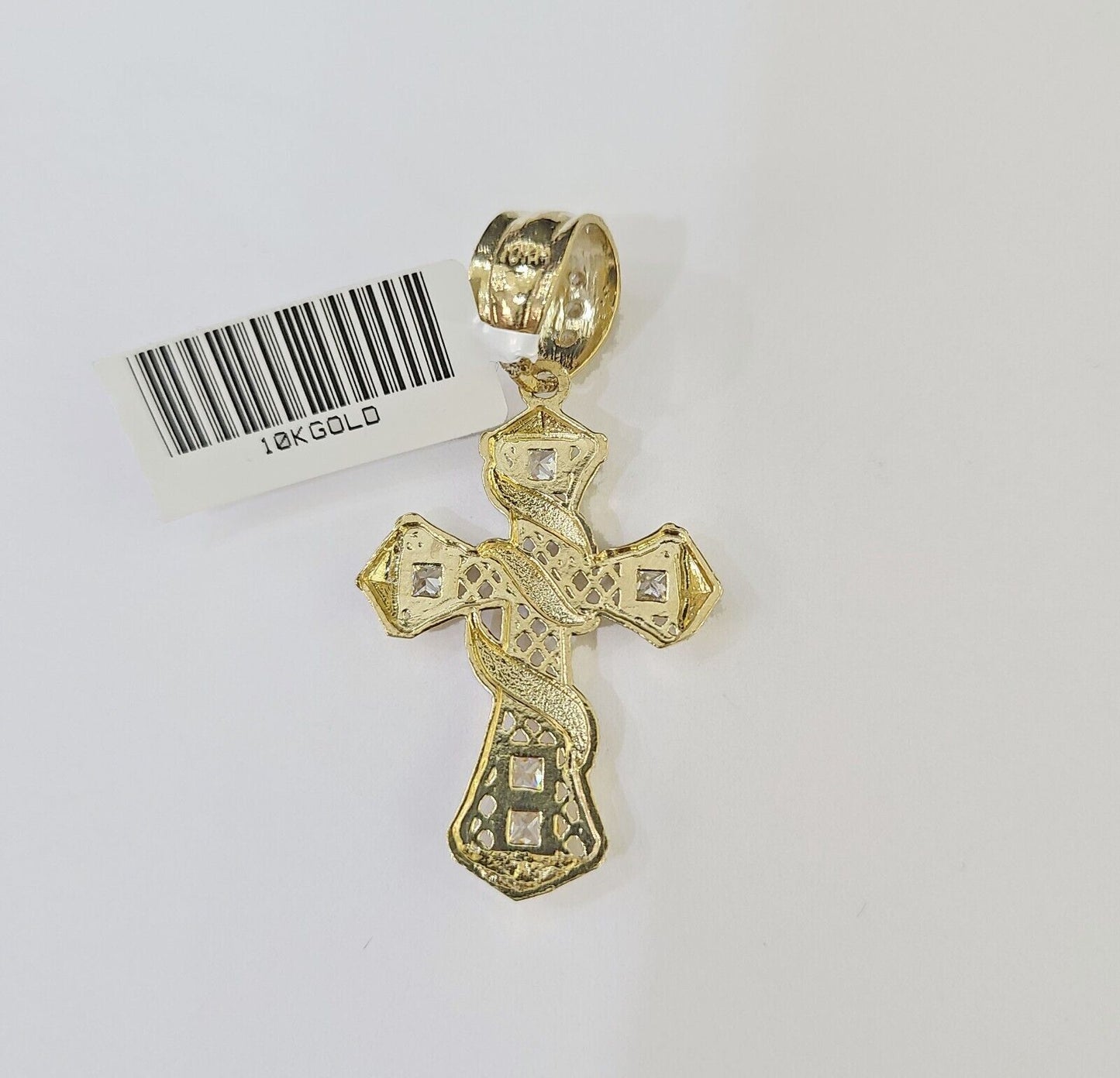 Real 10k 3mm Rope Chain Spiral Cross Pendant 18" 20" 22" 24" 26" Gold Set - Reva Jeweler