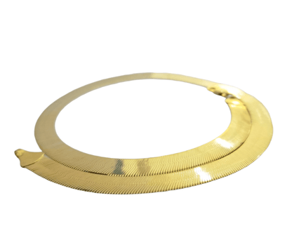 Real 10k 8mm Yellow Gold Herring Bone Chain Necklace 16 Inches Lobster lock - Reva Jeweler