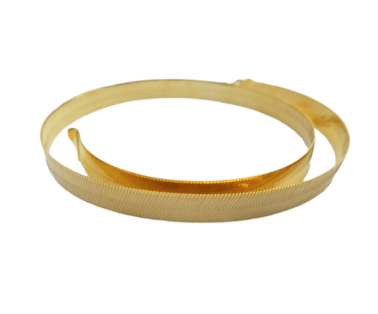 Real 10k 9mm Yellow Gold Herring Bone Chain Necklace 18" Lobster lock - Reva Jeweler