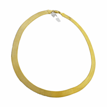 Real 10k 9mm Yellow Gold Herring Bone Chain Necklace 18" Lobster lock - Reva Jeweler