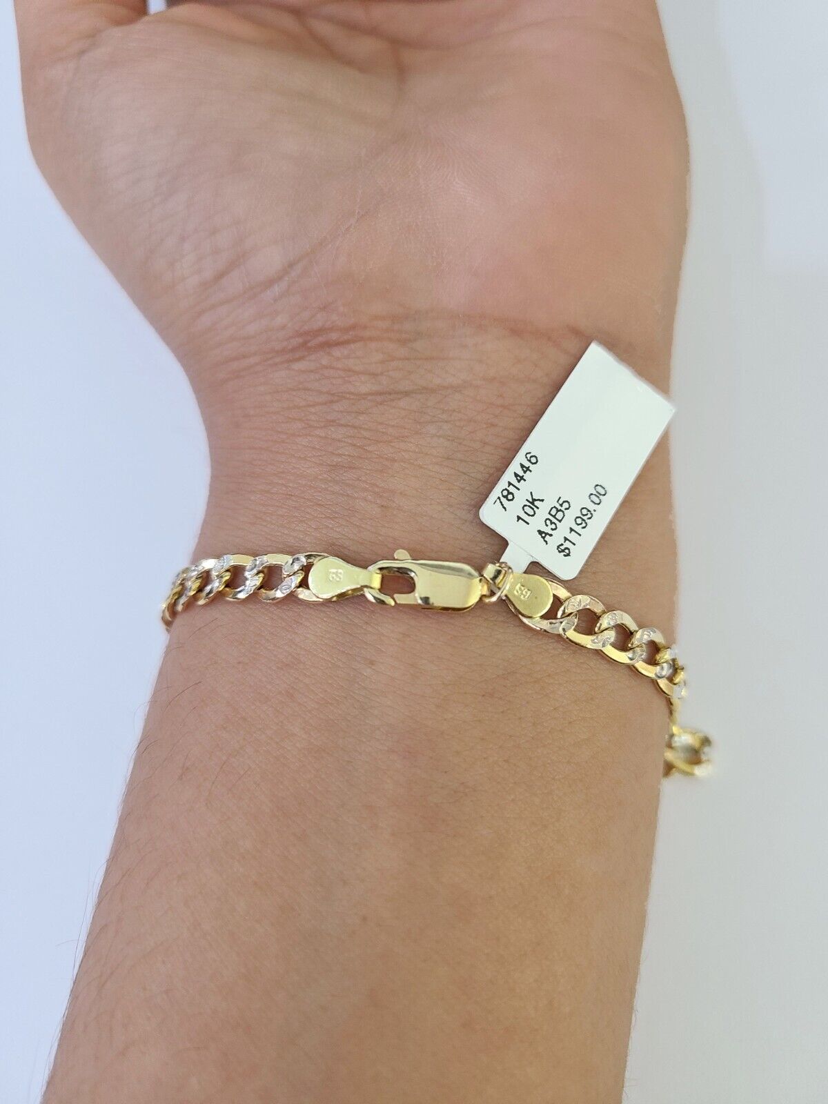 Real 10K Cuban Curb Link Bracelet Yellow Gold Diamond Cut 5mm 7" Inch - GoldenlinQ