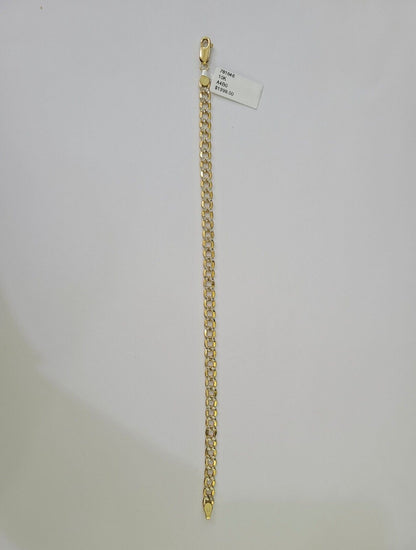 Real 10K Cuban Curb Link Bracelet Yellow Gold Diamond Cut 5mm 8" Inch - GoldenlinQ