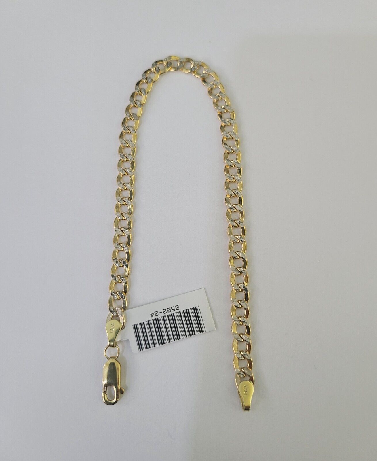 Real 10K Cuban Curb Link Bracelet Yellow Gold Diamond Cut 5mm 8" Inch - GoldenlinQ