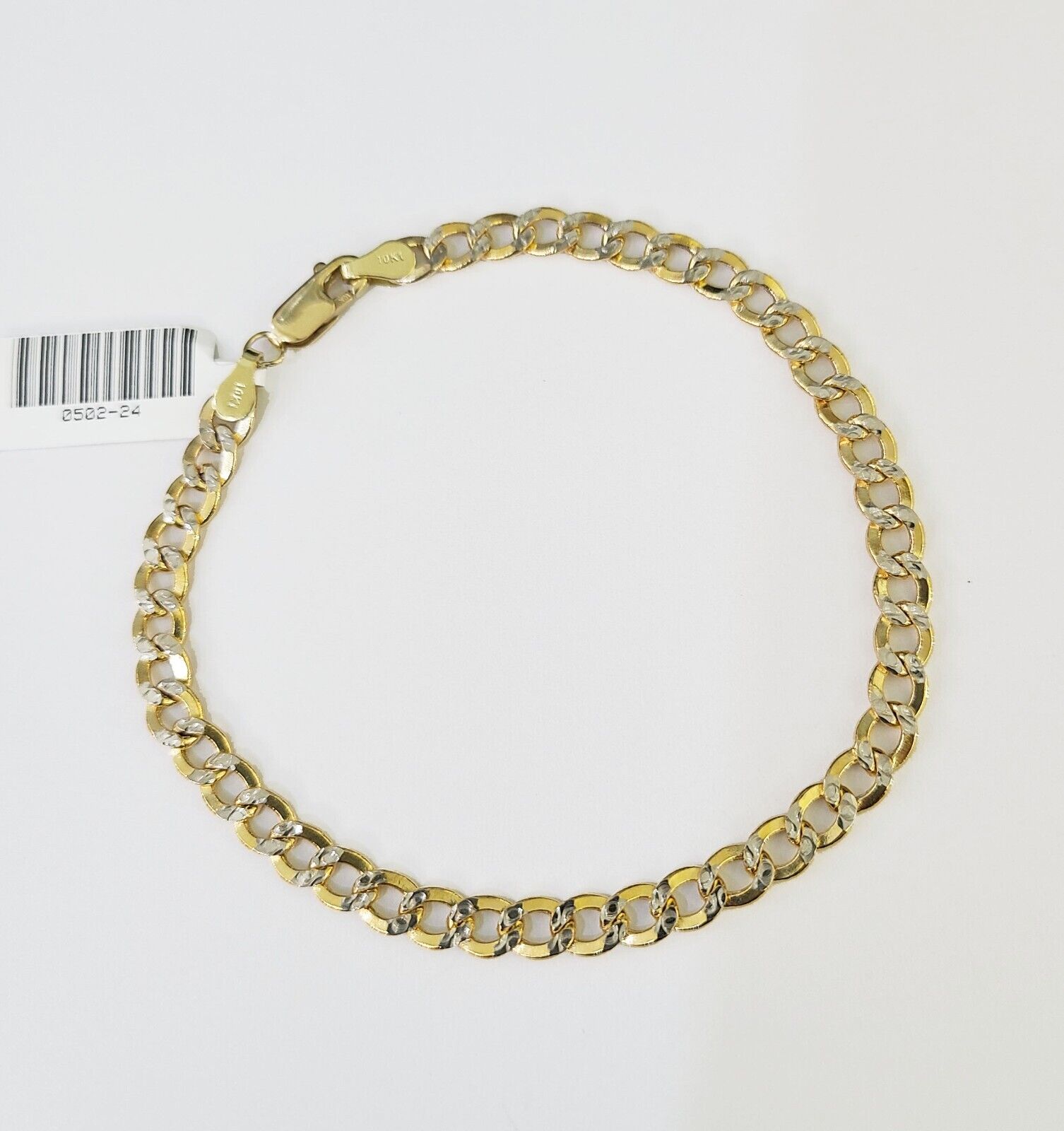 Real 10K Cuban Curb Link Bracelet Yellow Gold Diamond Cut 5mm 8" Inch - GoldenlinQ