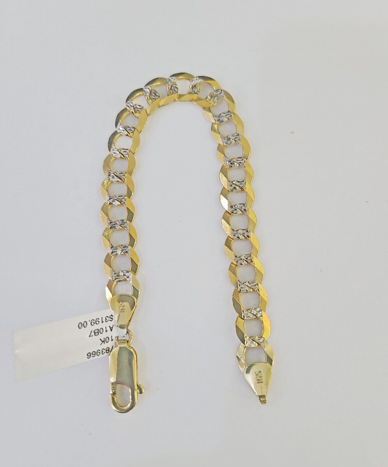 Real 10K Cuban Curb Link Bracelet Yellow Gold Diamond Cut 8mm 7" Inch - GoldenlinQ
