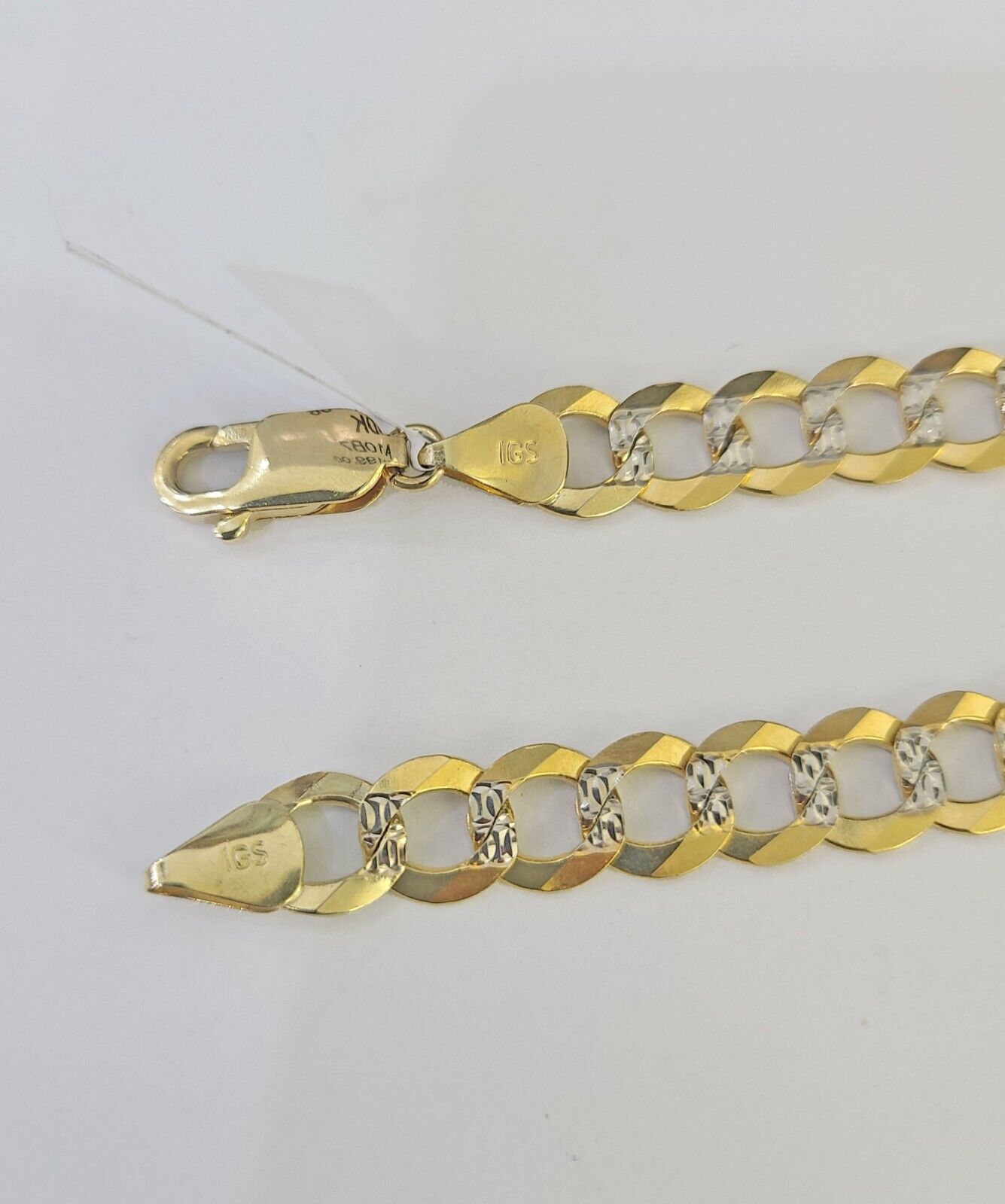 Real 10K Cuban Curb Link Bracelet Yellow Gold Diamond Cut 8mm 7" Inch - GoldenlinQ