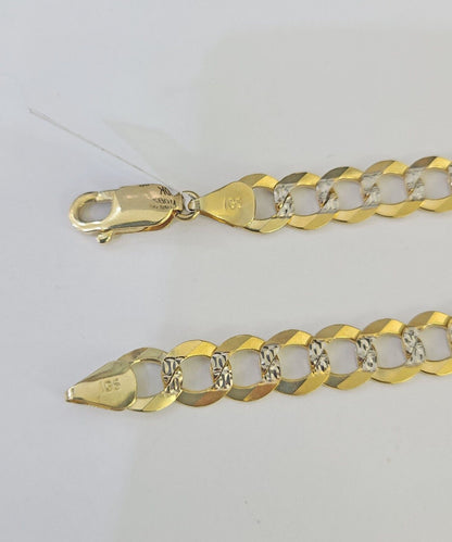 Real 10K Cuban Curb Link Bracelet Yellow Gold Diamond Cut 8mm 7" Inch - GoldenlinQ