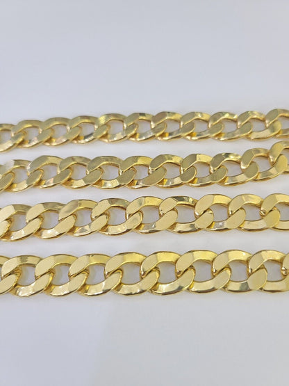 Real 10k Cuban Curb Link chain SET Yellow Gold 11mm 20 - 30Inch Necklace Men Women - GoldenlinQ