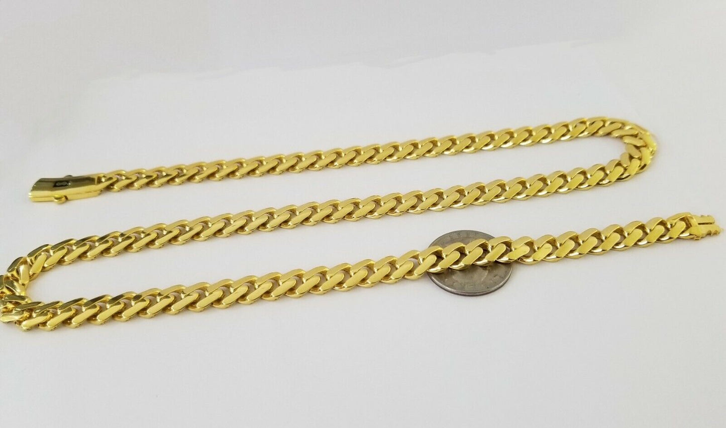 Real 10k Cuban Link Royal Monaco Chain necklace 9mm 26" inch Box Clasp 10kt Gold - Reva Jeweler
