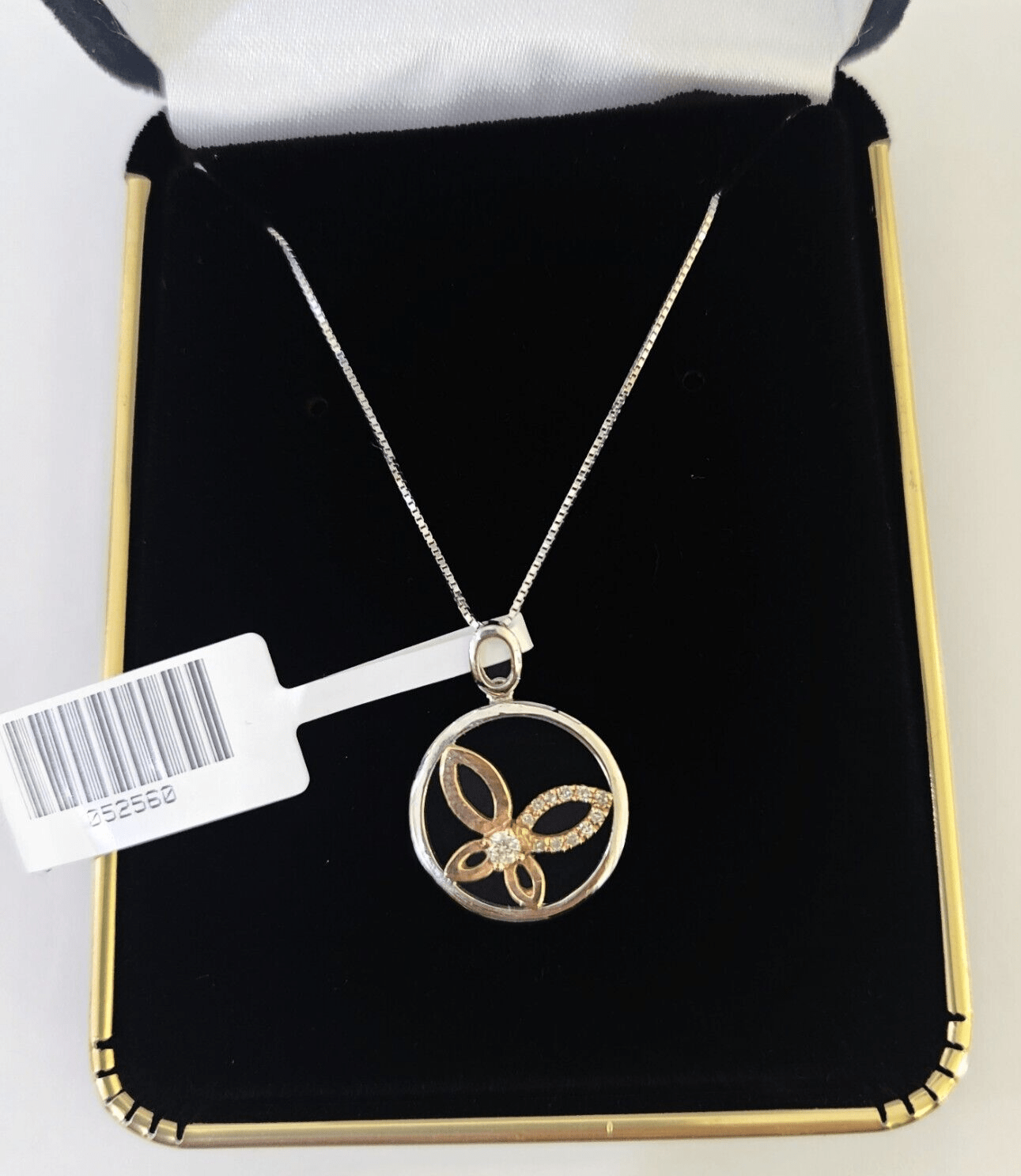 Real 10k Diamond Butterfly Necklace Pendant White Rose Gold Chain Women - GoldenlinQ