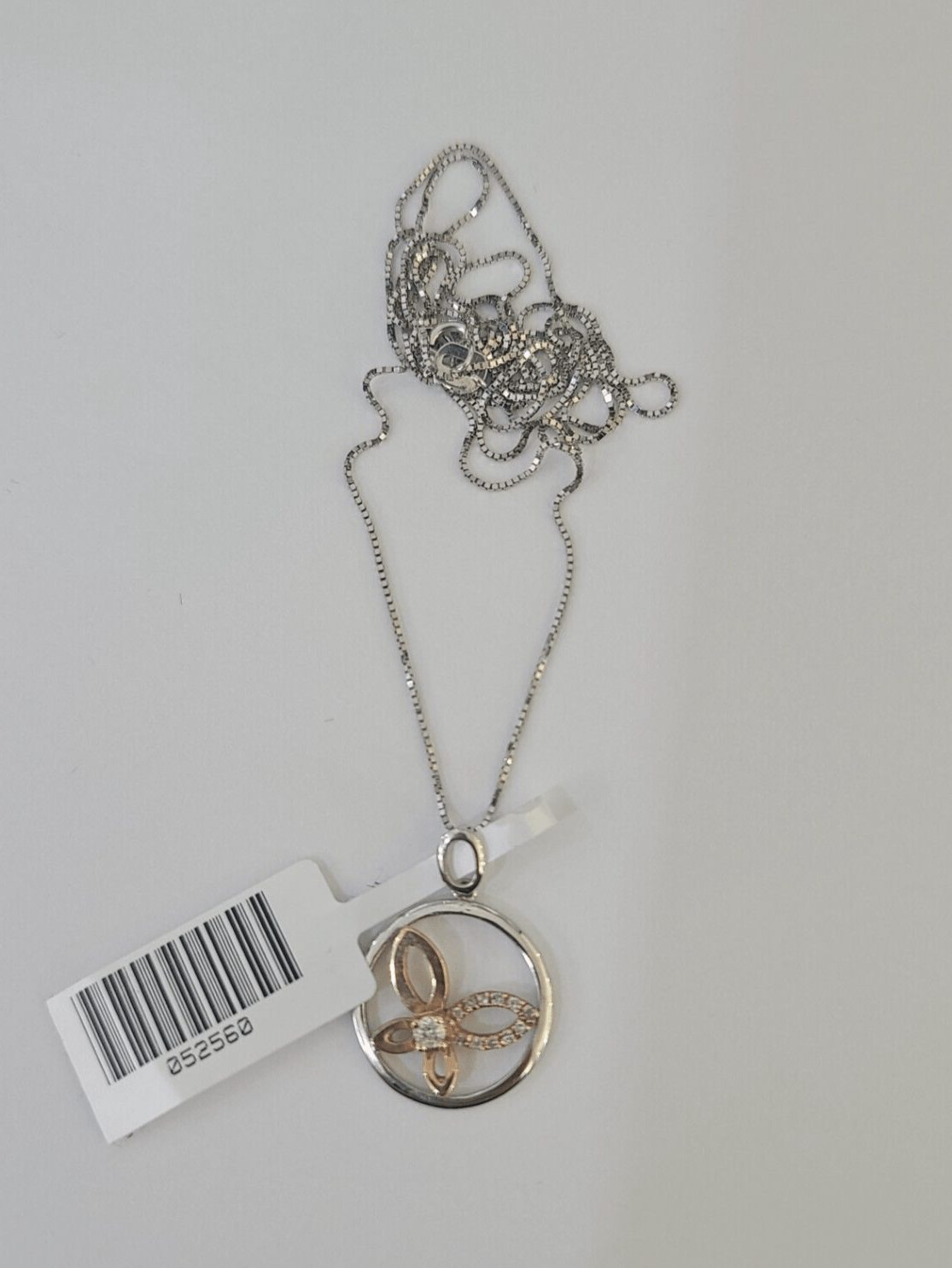 Real 10k Diamond Butterfly Necklace Pendant White Rose Gold Chain Women - GoldenlinQ