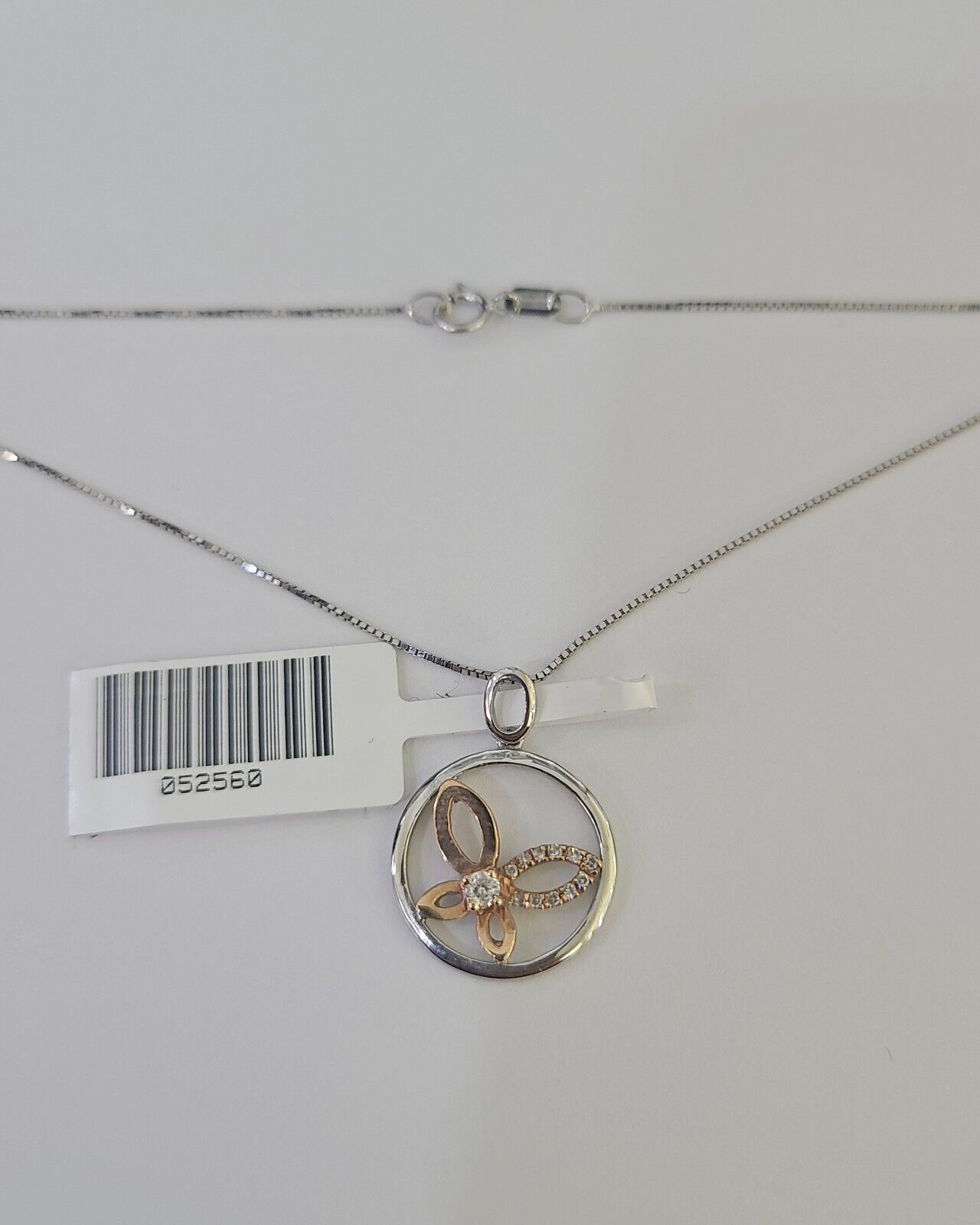 Real 10k Diamond Butterfly Necklace Pendant White Rose Gold Chain Women - GoldenlinQ