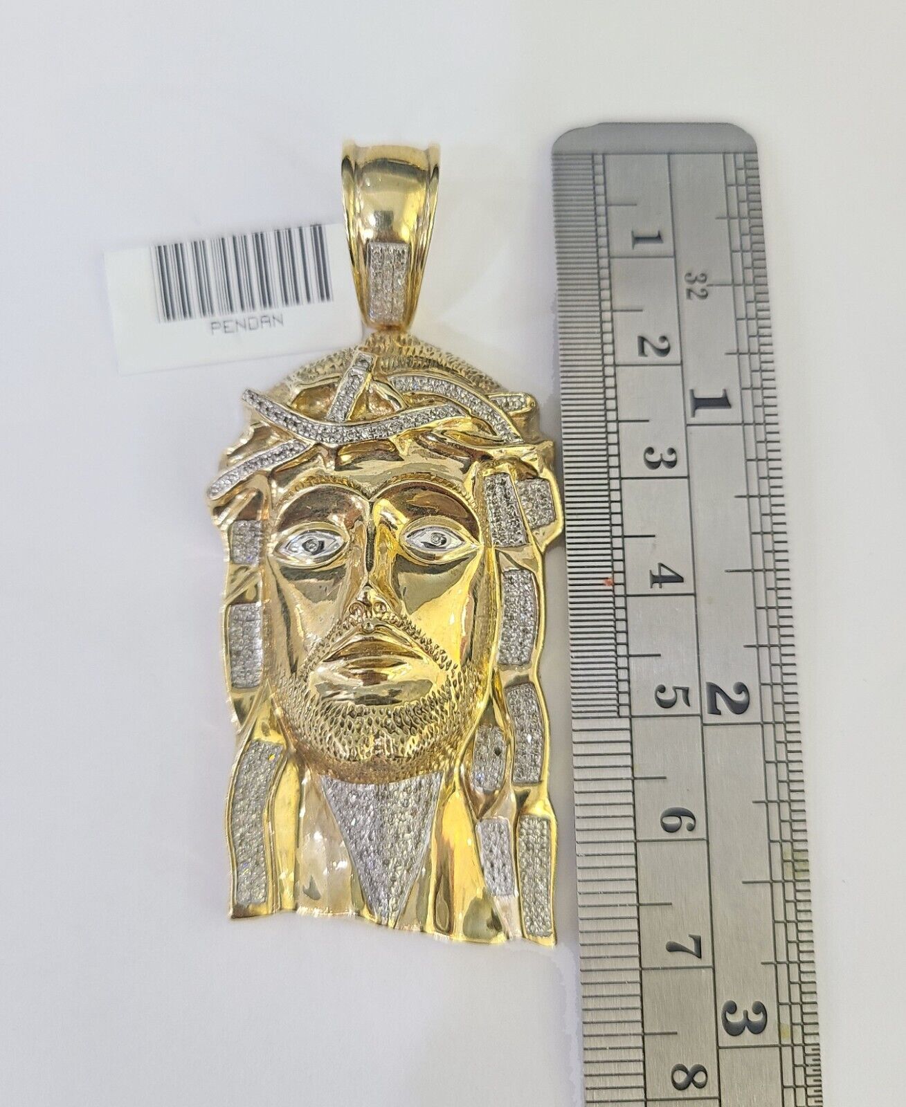 Real 10K Diamond Jesus Head Charm Yellow Gold Pendant Genuine Real - GoldenlinQ