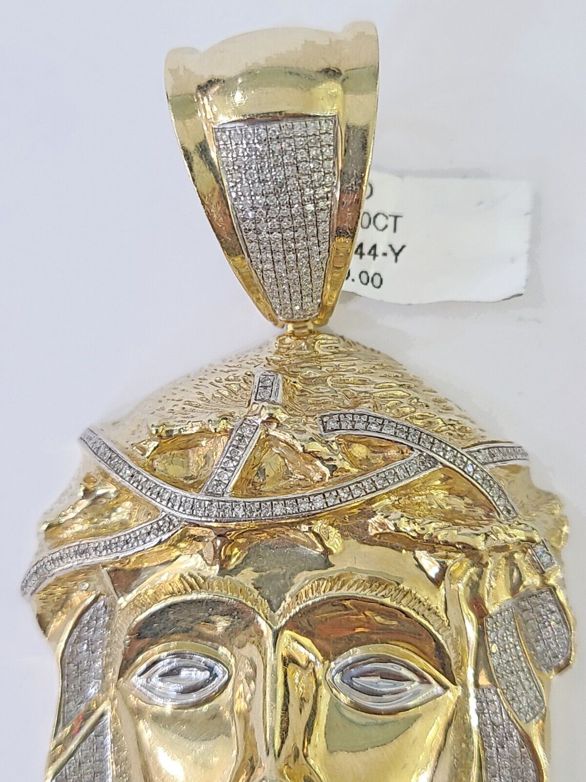 Real 10K Diamond Jesus Head Charm Yellow Gold Pendant Genuine Real - Reva Jeweler
