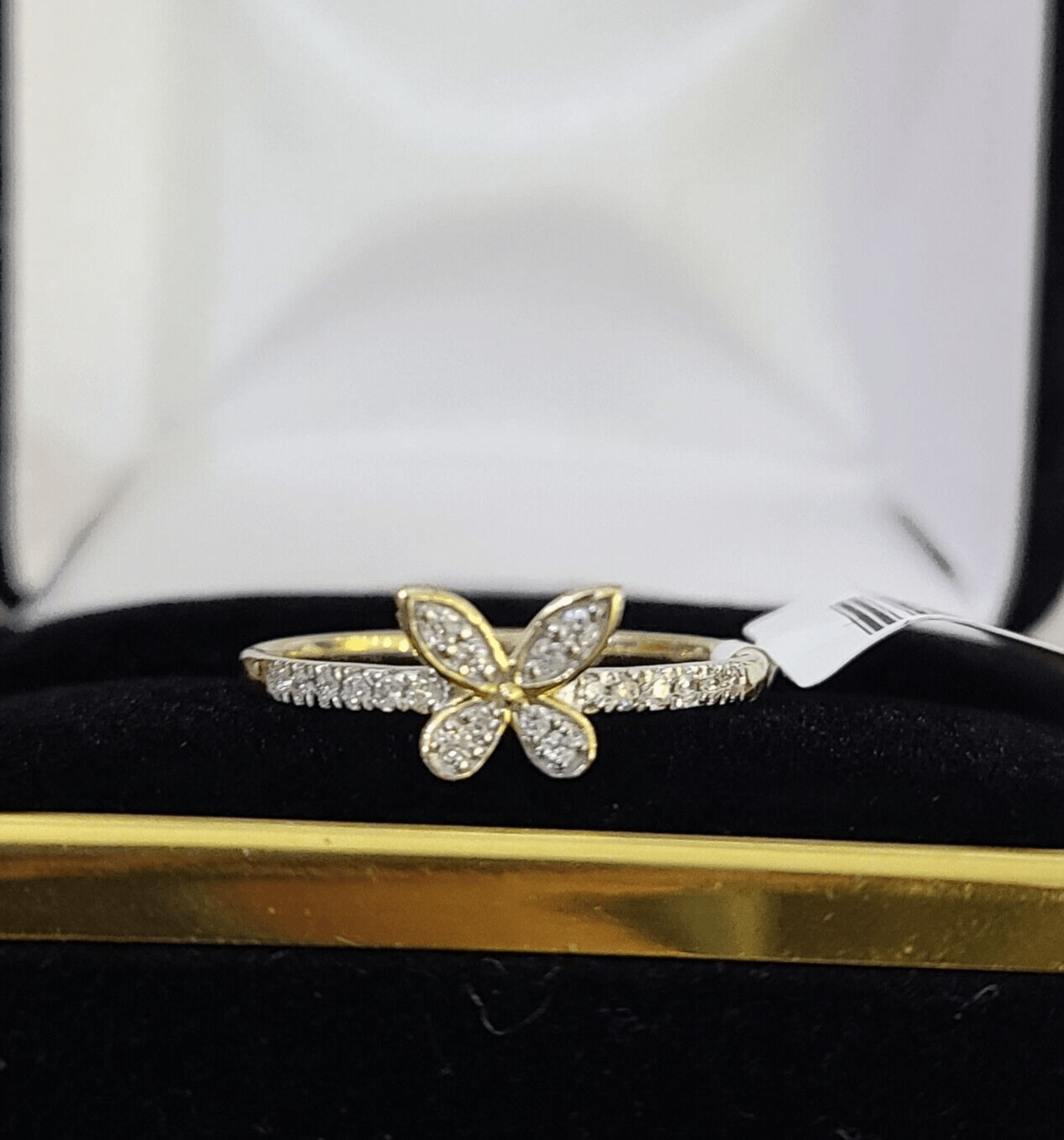 Real 10k Diamond Ladies Ring Butterfly Yellow Gold Women Casual Genuine - Reva Jeweler