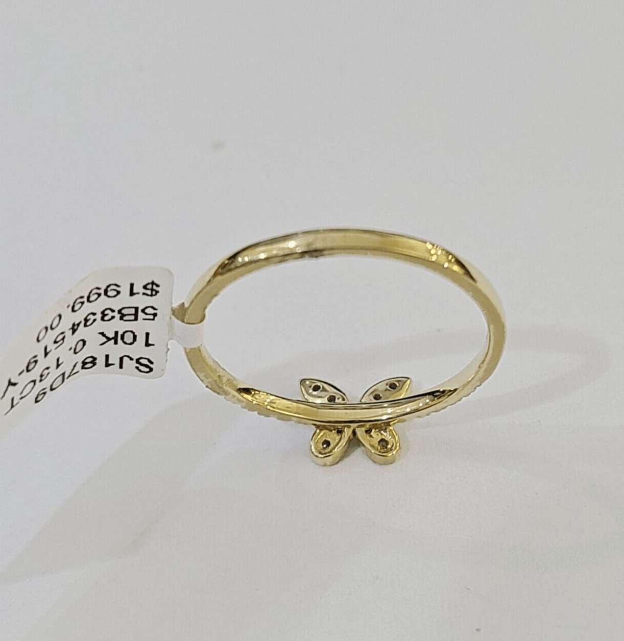 Real 10k Diamond Ladies Ring Butterfly Yellow Gold Women Casual Genuine - Reva Jeweler