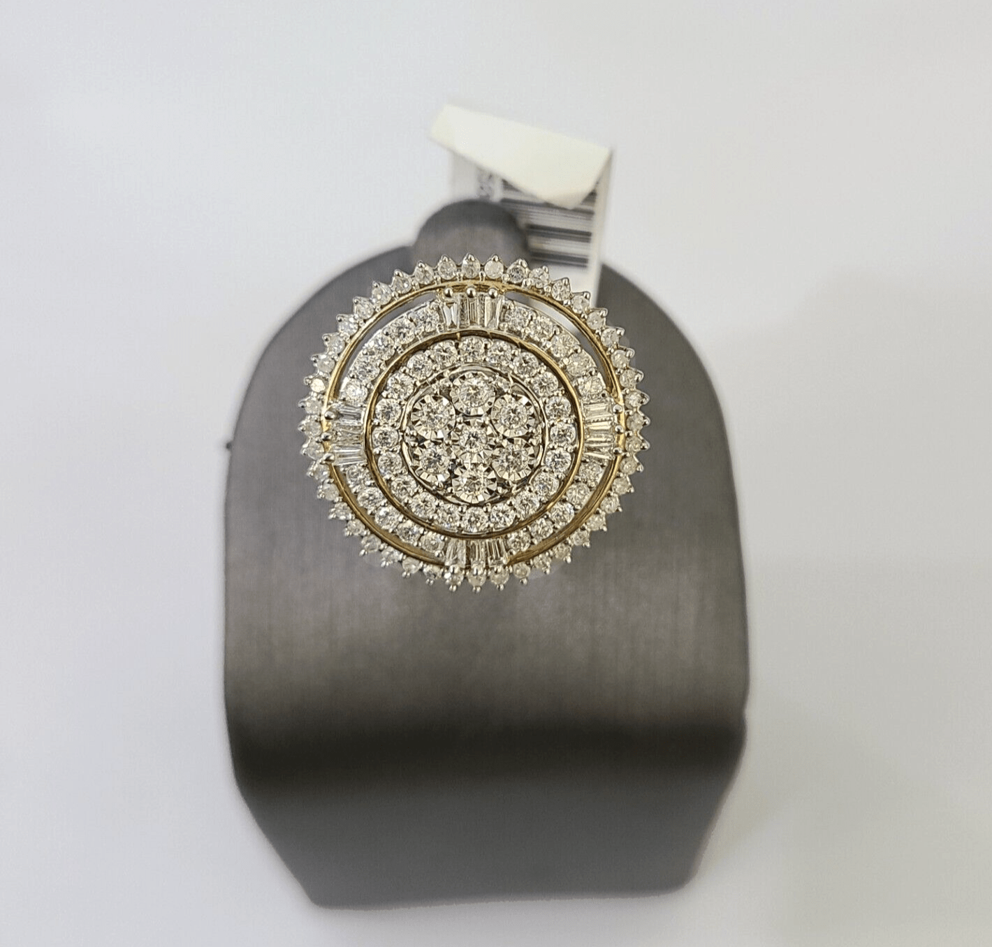 Real 10k Diamond Ladies Ring Circular Yellow Gold Women Casual Genuine - Reva Jeweler