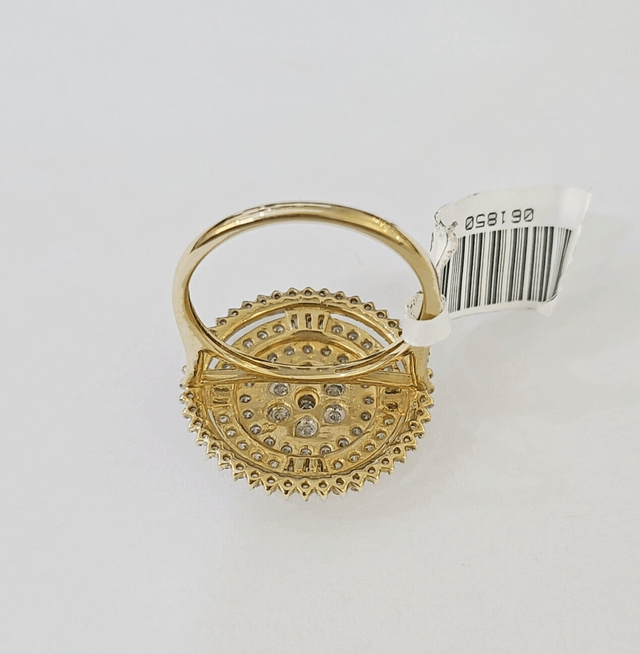 Real 10k Diamond Ladies Ring Circular Yellow Gold Women Casual Genuine - Reva Jeweler