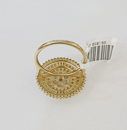 Real 10k Diamond Ladies Ring Circular Yellow Gold Women Casual Genuine - Reva Jeweler