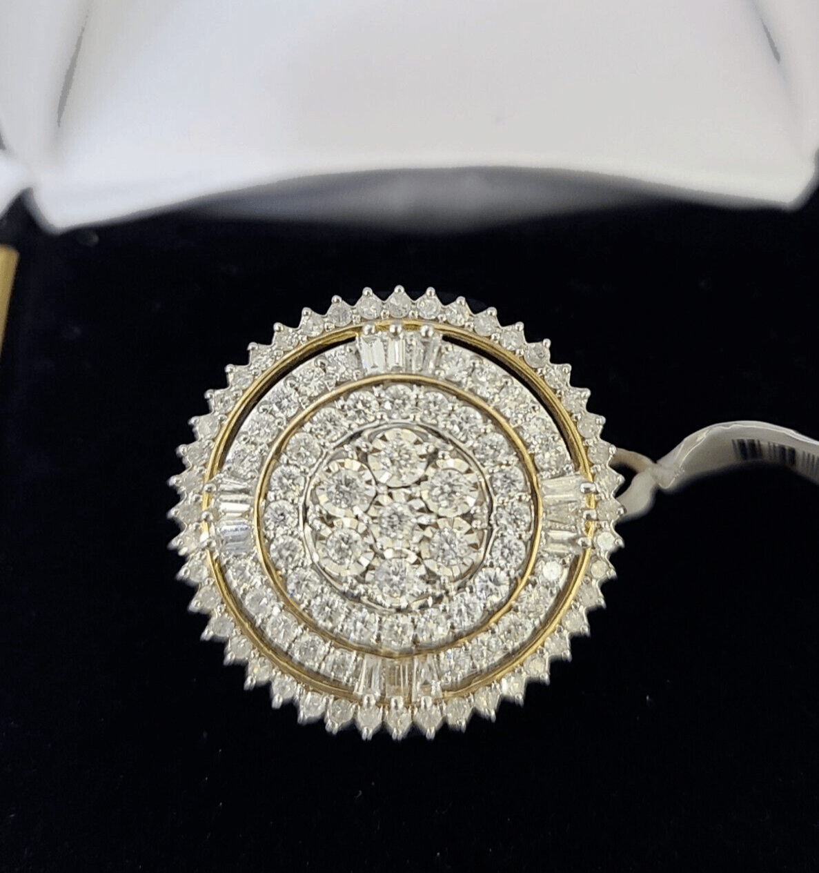 Real 10k Diamond Ladies Ring Circular Yellow Gold Women Casual Genuine - Reva Jeweler