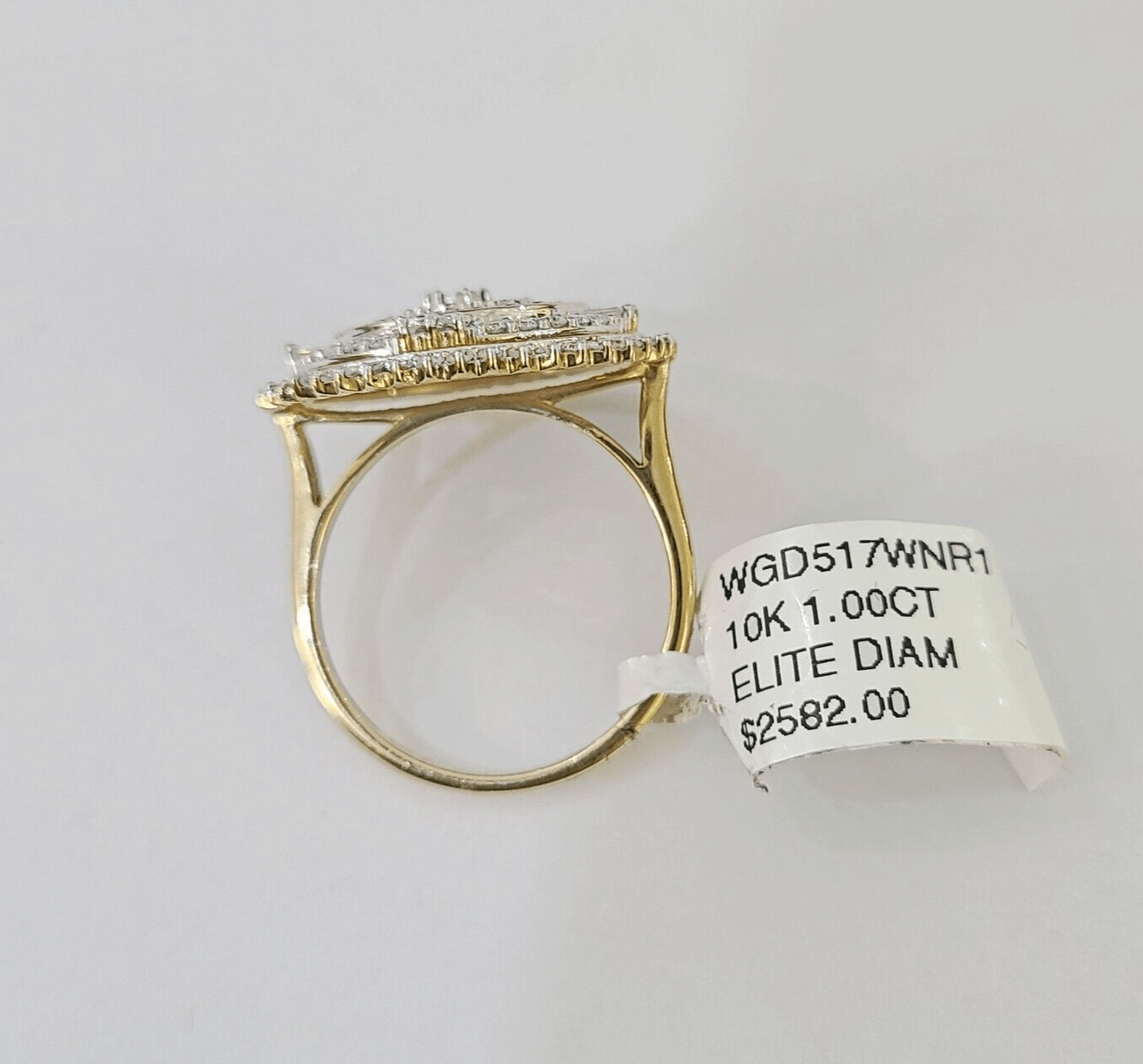 Real 10k Diamond Ladies Ring Circular Yellow Gold Women Casual Genuine - Reva Jeweler