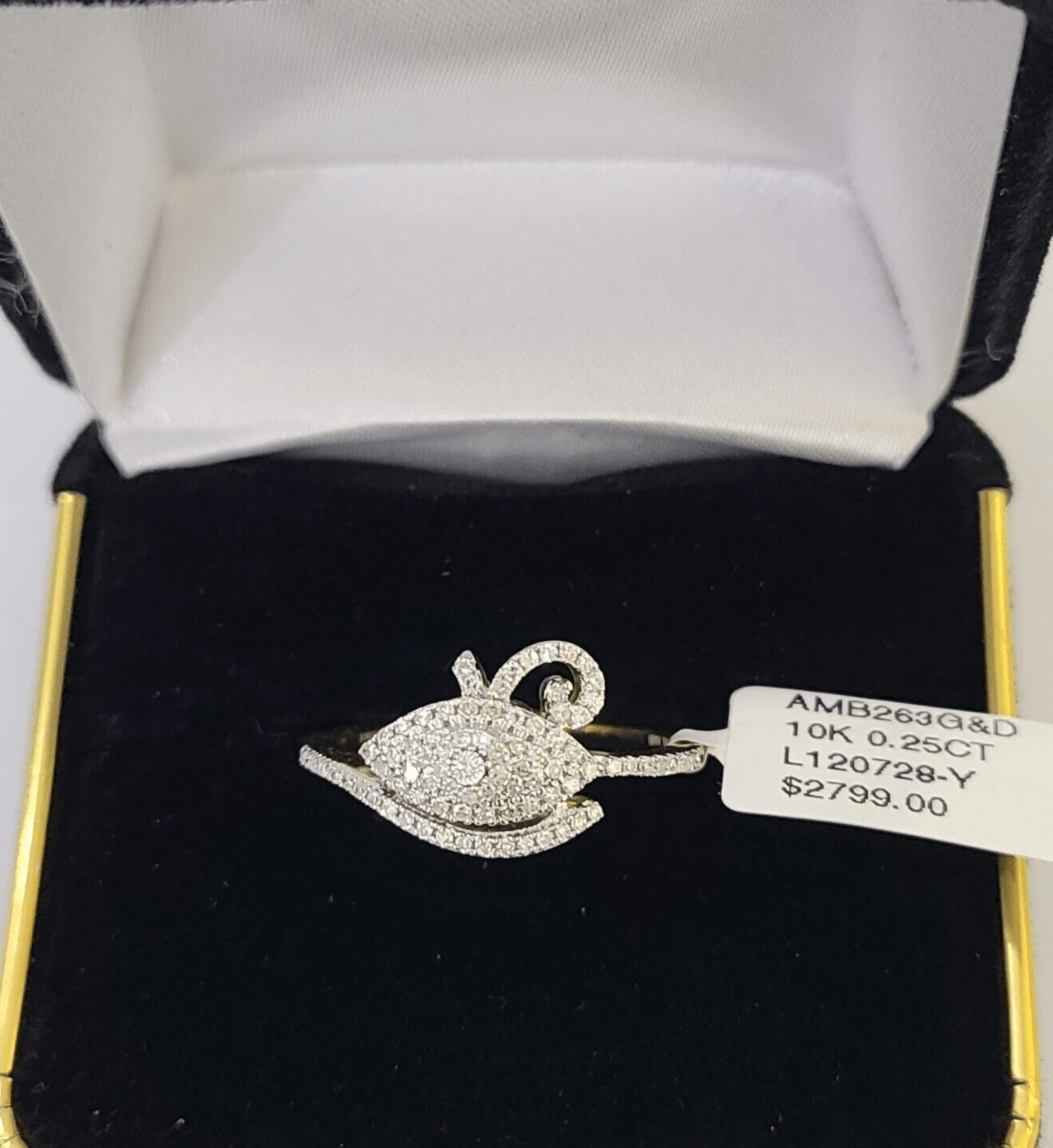 Real 10k Diamond Ladies Ring Evil Eye Yellow Gold Women Casual Genuine - Reva Jeweler