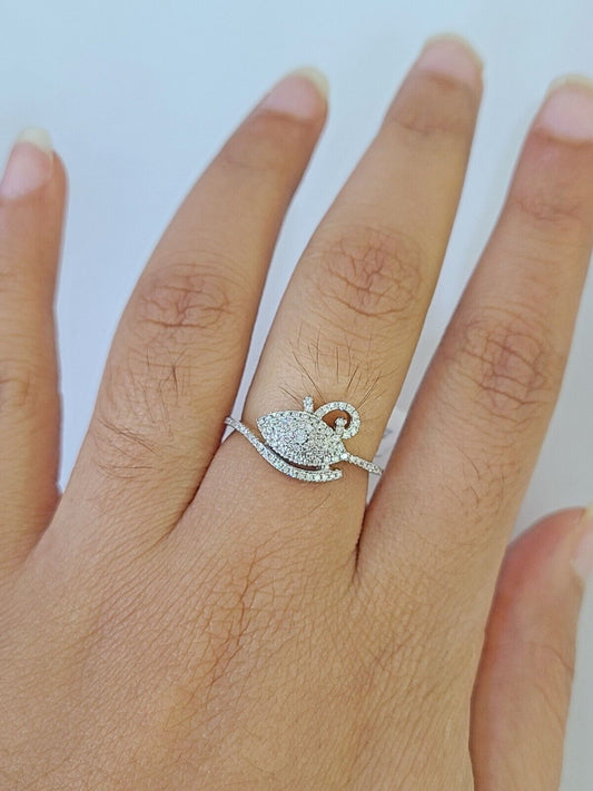 Real 10k Diamond Ladies Ring Evil Eye Yellow Gold Women Casual Genuine - Reva Jeweler