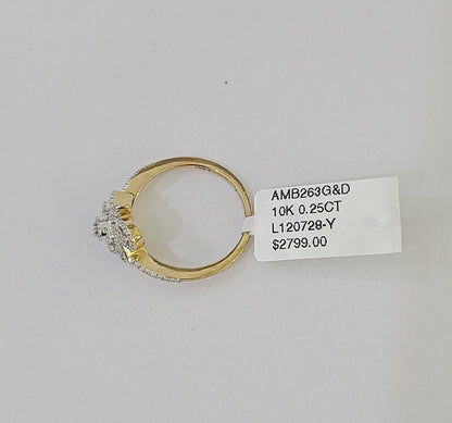 Real 10k Diamond Ladies Ring Evil Eye Yellow Gold Women Casual Genuine - Reva Jeweler