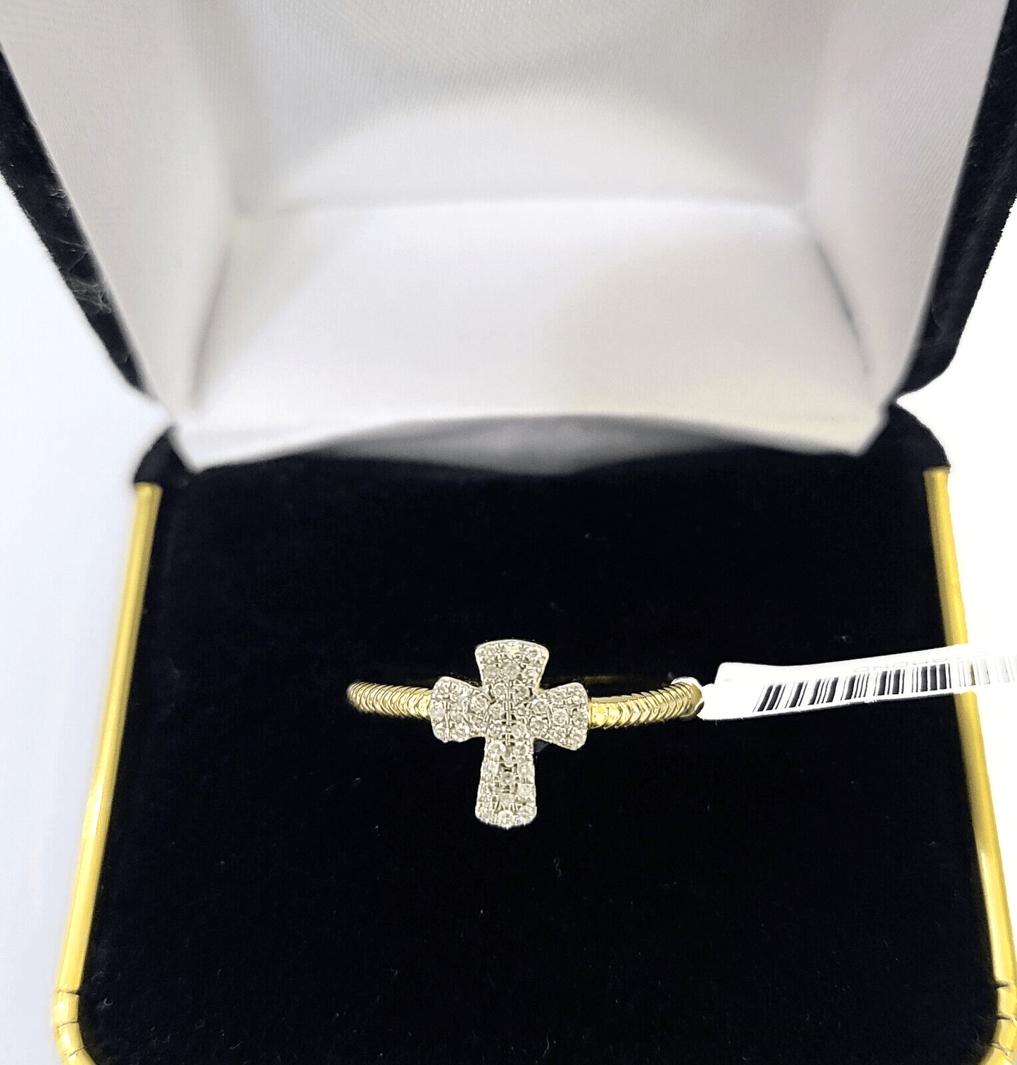 Real 10k Diamond Ladies Ring Jesus Cross Yellow Gold Women Casual - GoldenlinQ