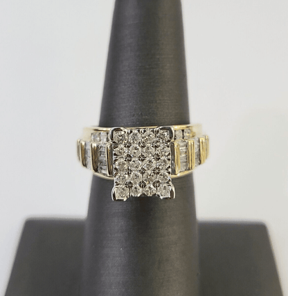 Real 10k Diamond Ladies Ring Yellow Gold Bridal Women Engagement Wedding - GoldenlinQ