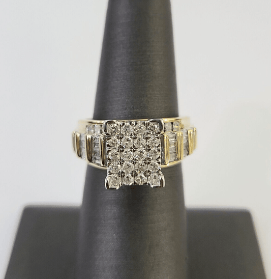 Real 10k Diamond Ladies Ring Yellow Gold Bridal Women Engagement Wedding - GoldenlinQ