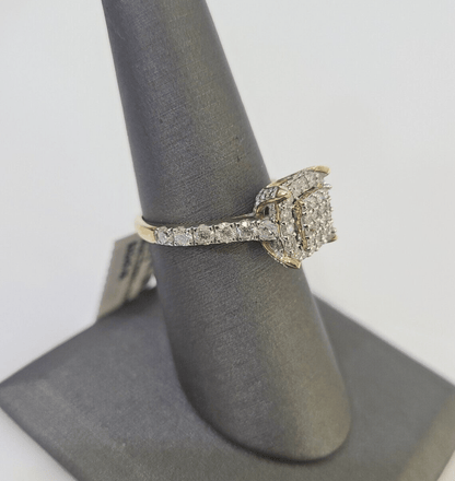 Real 10k Diamond Ladies Ring Yellow Gold Bridal Women Engagement Wedding - GoldenlinQ