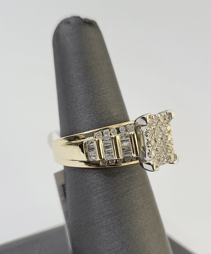 Real 10k Diamond Ladies Ring Yellow Gold Bridal Women Engagement Wedding - GoldenlinQ