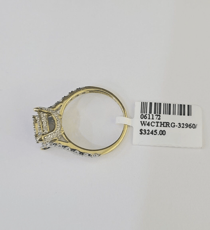 Real 10k Diamond Ladies Ring Yellow Gold Bridal Women Engagement Wedding - GoldenlinQ