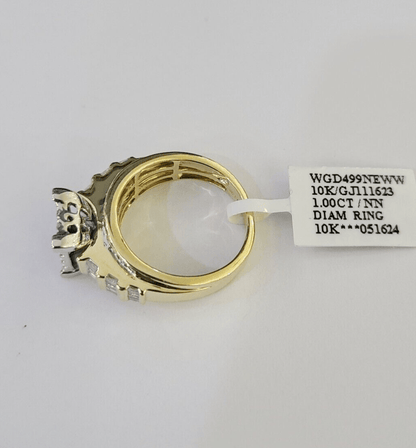 Real 10k Diamond Ladies Ring Yellow Gold Bridal Women Engagement Wedding - GoldenlinQ