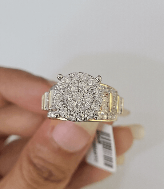 Real 10k Diamond Ladies Ring Yellow Gold Bridal Women Engagement Wedding - GoldenlinQ