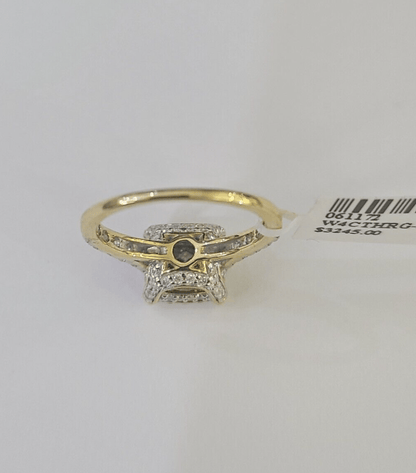 Real 10k Diamond Ladies Ring Yellow Gold Bridal Women Engagement Wedding - GoldenlinQ