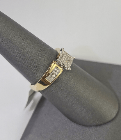 Real 10k Diamond Ladies Ring Yellow Gold Women Casual Genuine Wedding - GoldenlinQ