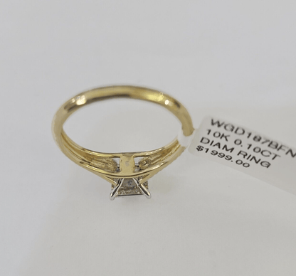 Real 10k Diamond Ladies Ring Yellow Gold Women Casual Genuine Wedding - GoldenlinQ