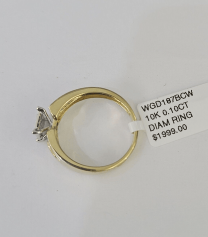 Real 10k Diamond Ladies Ring Yellow Gold Women Casual Genuine Wedding - GoldenlinQ