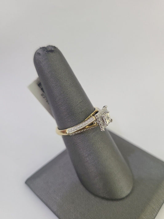 Real 10k Diamond Ladies Ring Yellow Gold Women Casual Genuine Wedding - GoldenlinQ