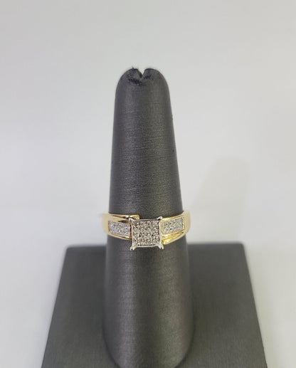Real 10k Diamond Ladies Ring Yellow Gold Women Casual Genuine Wedding - GoldenlinQ