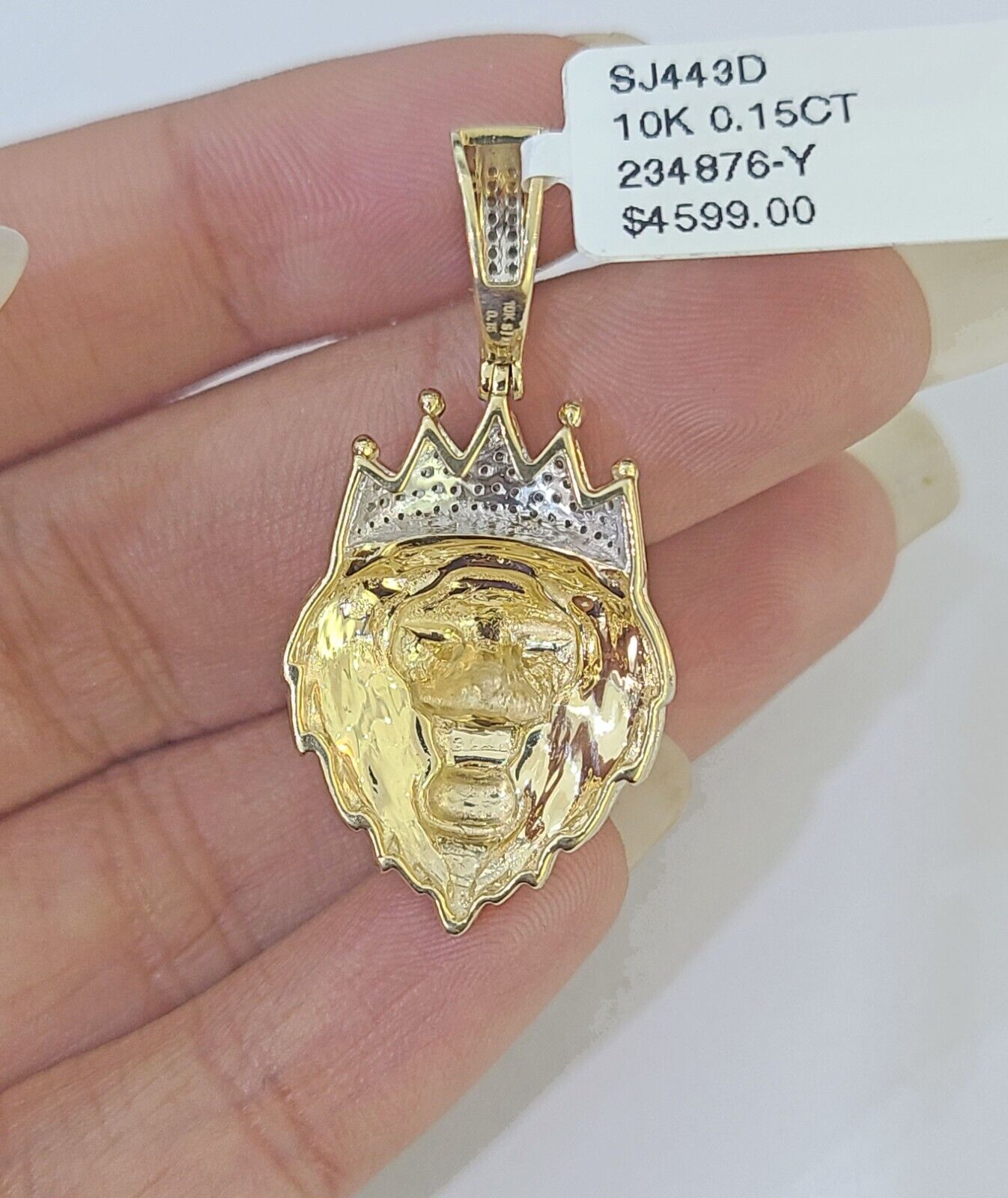 Real 10k Diamond Lion Charm Byzantine Chain Necklace 3mm 22" SET 10kt Genuine - Reva Jeweler