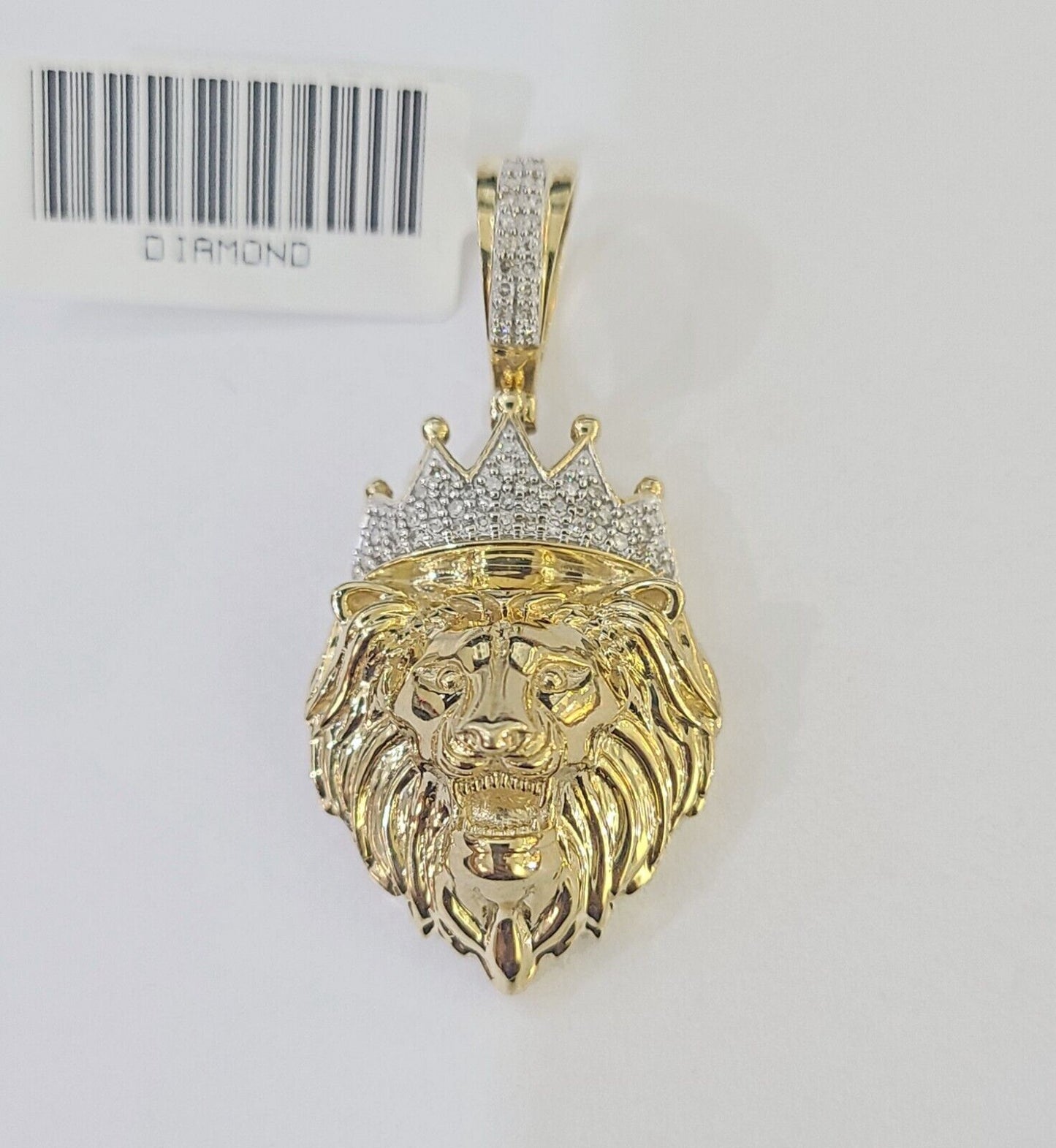 Real 10k Diamond Lion Charm Byzantine Chain Necklace 3mm 22" SET 10kt Genuine - Reva Jeweler