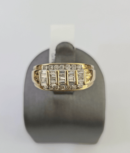 Real 10k Diamond Mens Ring Band Yellow Gold Wedding Genuine Natural - GoldenlinQ
