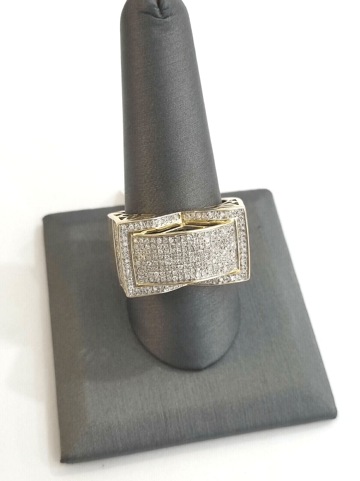 Real 10k Diamond Ring Men 10kt Yellow Gold 0.80 Natural Diamond Pave Casual Ring - Reva Jeweler