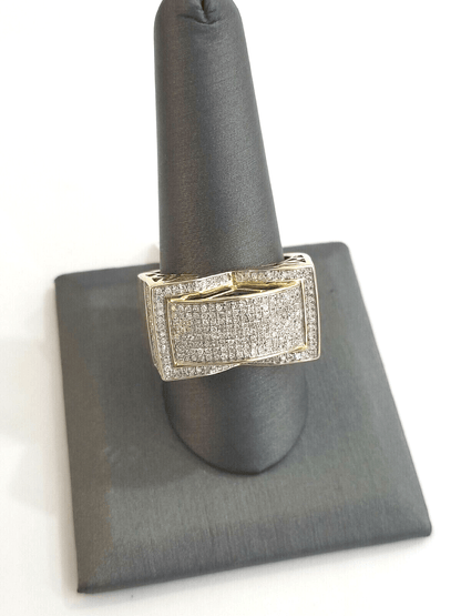 Real 10k Diamond Ring Men 10kt Yellow Gold 0.80 Natural Diamond Pave Casual Ring - Reva Jeweler
