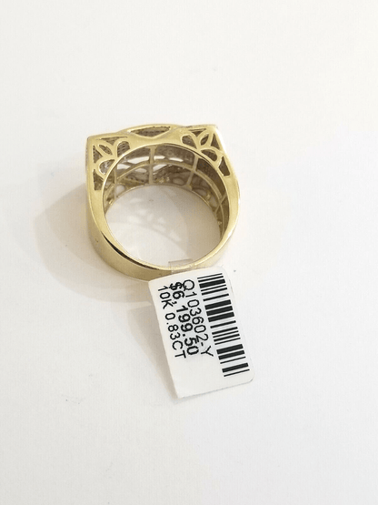 Real 10k Diamond Ring Men 10kt Yellow Gold 0.80 Natural Diamond Pave Casual Ring - Reva Jeweler
